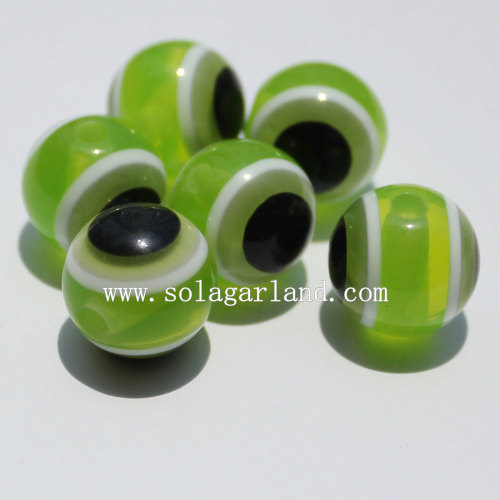 Mixed Color Evil Eye Striped Round Resin Spacer Beads For Jewelry Charm