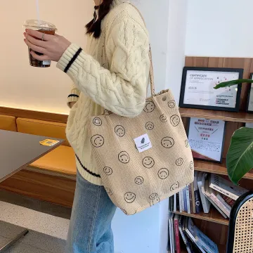 Plain Trendy Ladies Custom Corduroy Cotton Tote Bag