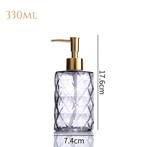 Purple transparent shower gel bottle