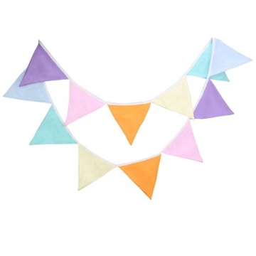 Triangle Flag Bunting Banner - Cotton Fabric Pennant for Parties