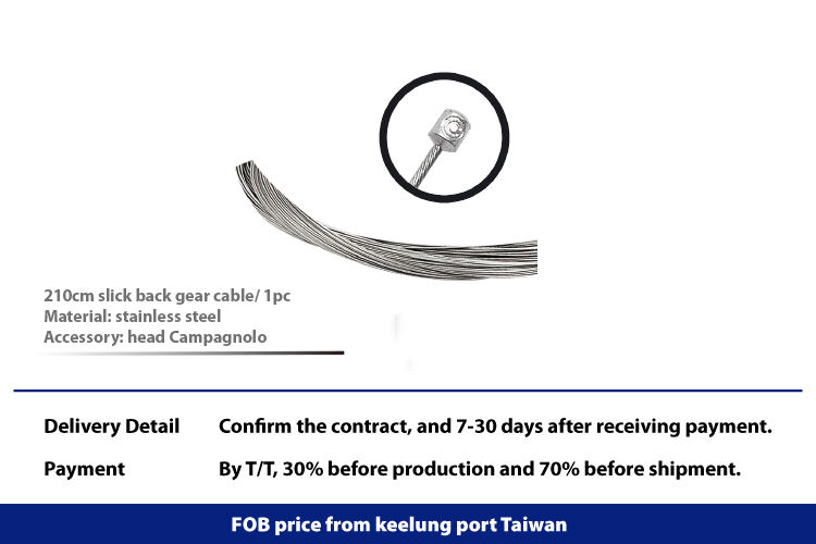 ヘッドカンパニョーロ210cmスリックバックギアケーブルステンレス鋼材料