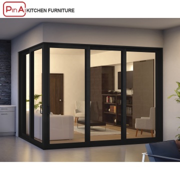 PINAI Sliding PVC and Double Glazing Glass Black Aluminum Frame Windows and Doors