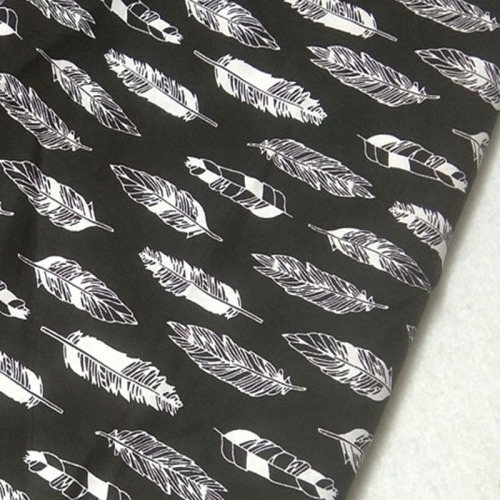 100% Cotton Fabric viaPhil 50x105cm Black White Feather Printed Cotton Fabric DIY Patchwork Textile Tissue Home Decor