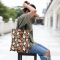 Orange Pumpkin White Ghost Canvas Tote Bag