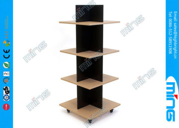 Simple T Shirt Wooden Store Displays Tower With 4 Tiers For Cloth Shops