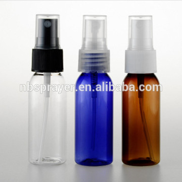 transparent color PET material 30ml bottle with mist sprayer, 1 oz plastic spray bottles