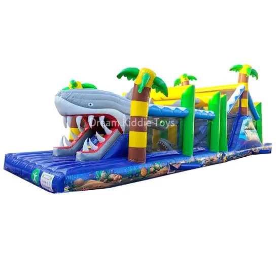 Shark Inflatable Obstacle Course: Giant Carnival Games for Kids' Outdoor Playground