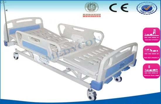 Triple Folding Manual Hospital Bed , Luxury Patients Intensive Care Bed