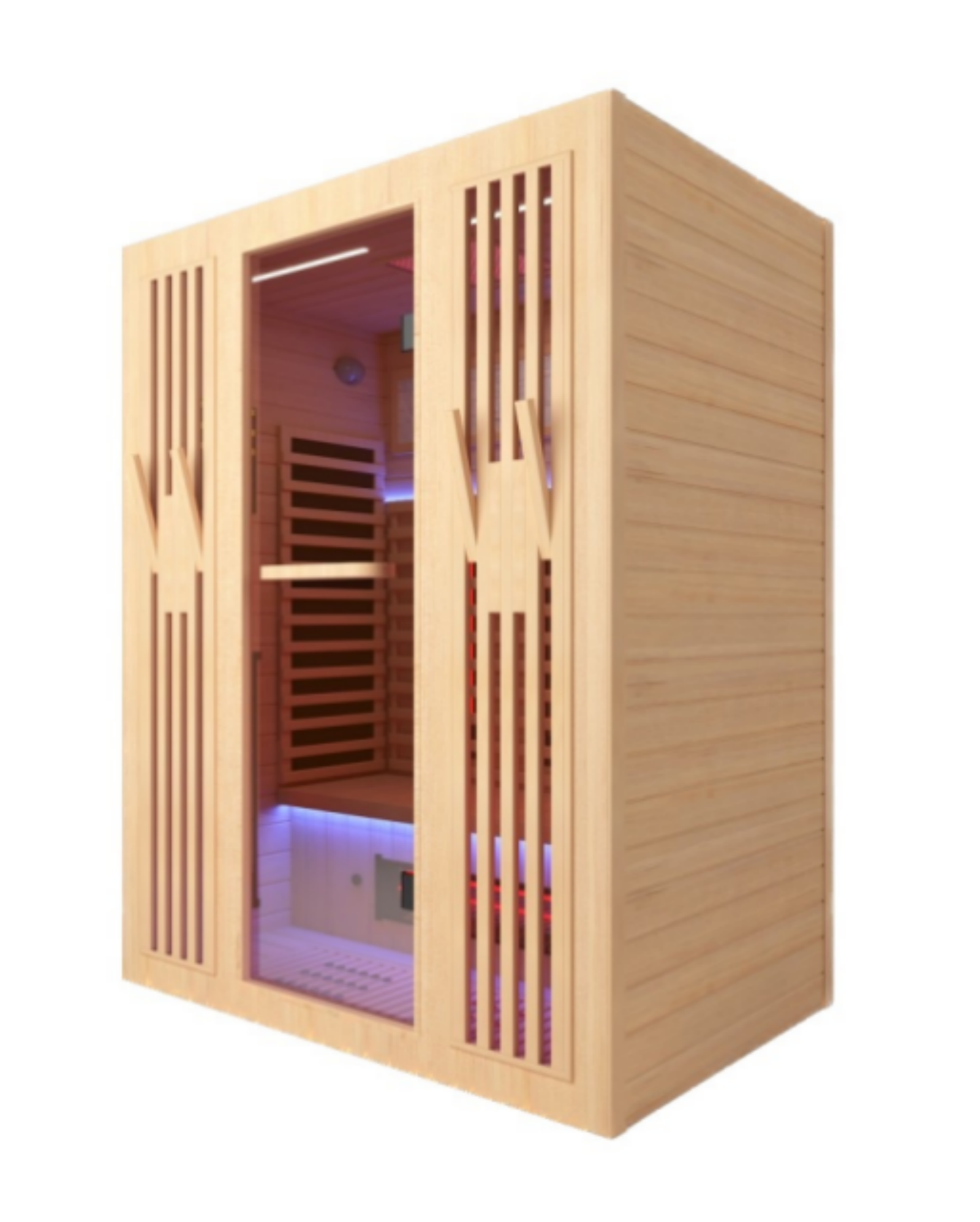 Canadian Hemlock Far Infrared Sauna Three People