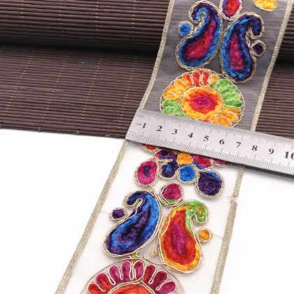 Wholesale Ethnic Style Flower Mesh Embroidered Trimmings for Luggage, Clothing Accessory