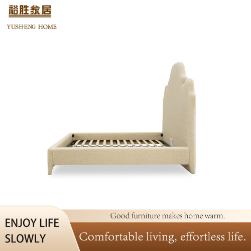 Cama estofada luxuosa com cabeceira moderna