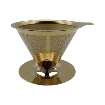Stainless Steel Pour Over Coffee Dripper - Reusable Metal Cone Filter for 1-2 Cups
