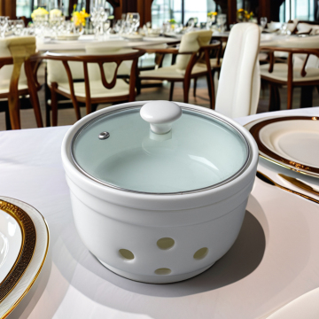 Japanese Style Ceramic Soup Bowl with Glass Lid - Steamed Egg Cup Set
