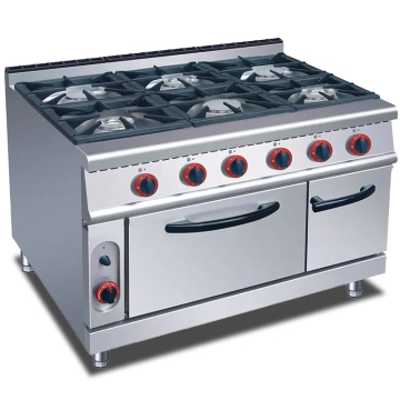 6 Burner Gas Stove with Oven for Restaurant and Hotel Kitchens