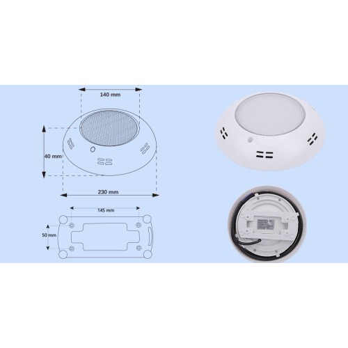 Resin Filled 230mm wall mounted pool lighting