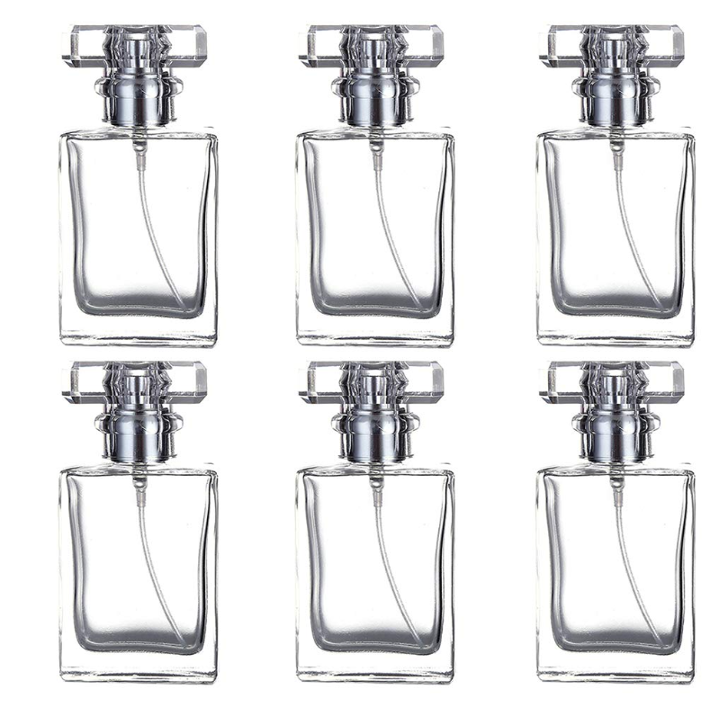1oz Empty Glass Transparent Refillable Perfume Bottle Square