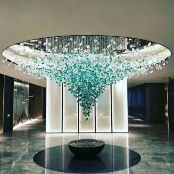 Large Luxury DIY Stone Crystal Pendant Chandelier LED