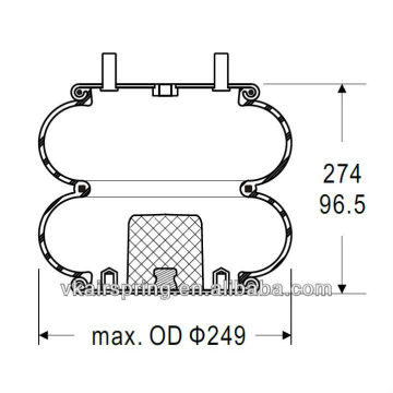 EZ RIDE 8030120 gas-filled air bellow 2B9-206 rubber air suspension system/ double convoluted air spring