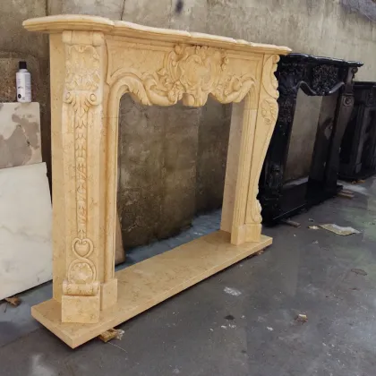 Antique louis-xv-style fireplace stone carving marble fireplace