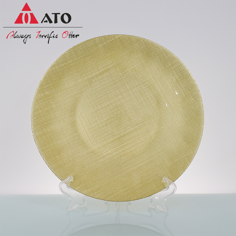 Luxury Party Decoration Shinning Gold Glass Charger Plate
