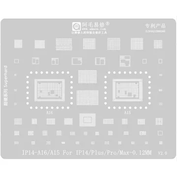 Amaoe 0.12mm Steel Tin Mesh BGA Re-soldering Mold for iPhone 14/Plus/Pro/Max A15/A16 CPU SSD IC