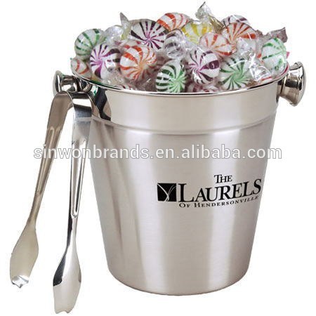 stainless ice bucket with tonge