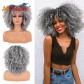 Perruques Afro Crépus Bouclés Courtes Cheveux Synthétiques Pas Cher