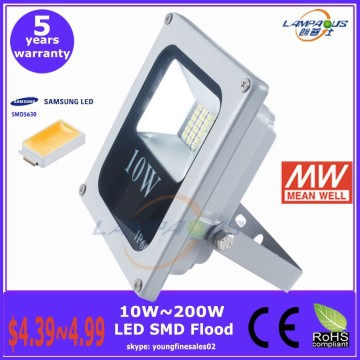 factory price Meanwell driver 85-265v ac led outdoor garden light ip65 waterproof 5730 smd led flood 10w