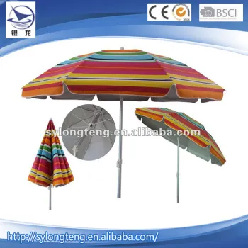Factory price stripe/custom 170T polyester uv protection beach umbrellas wholesale