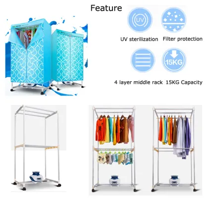 Tijump UV Light High Power 1200W Electric Clothes Dryer with PTC Heating and Remote Control