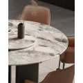 Round Marble Dining Table with Aluminum Alloy Base