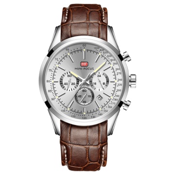 Men's Luxury Mini Focus Quartz Watch with Chronograph, Auto Date Display & Leather Strap