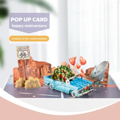 3D Happy Anniversary Car Greeting Card
