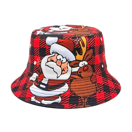 Santa Claus Pattern Fisherman Hat - Men and Women Outdoor Leisure Sun Hat