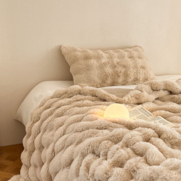 New Style Wave Super Soft Luxury Faux Fur Throw Blanket for Winter