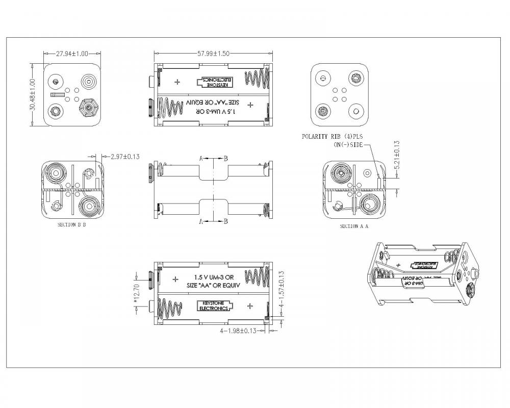 Bba 5 4 B P 476 4 Pieces Aa Battery Holders Double Type Model Jpg