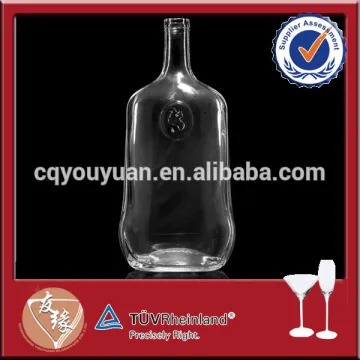 Vodka whiskey big size personalized flat glass bottle