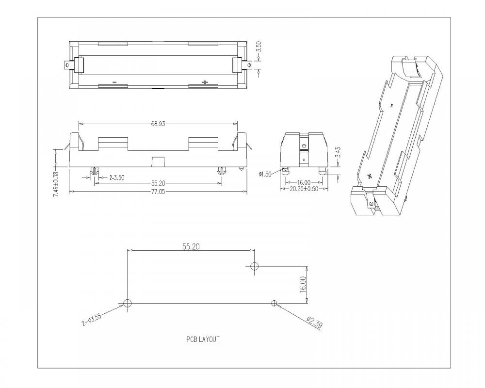 Bbc W Sn A 18650 044 Single Battery Holder For 18650 Solder Tail Jpg