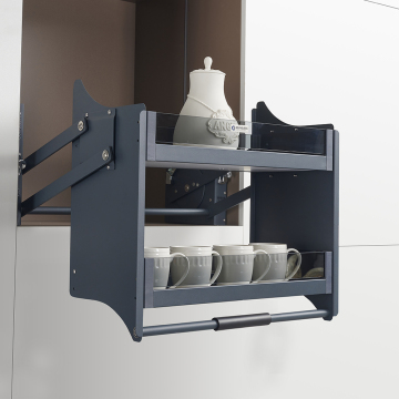 Adjustable Pull Down Kitchen Tempered Glass Basket