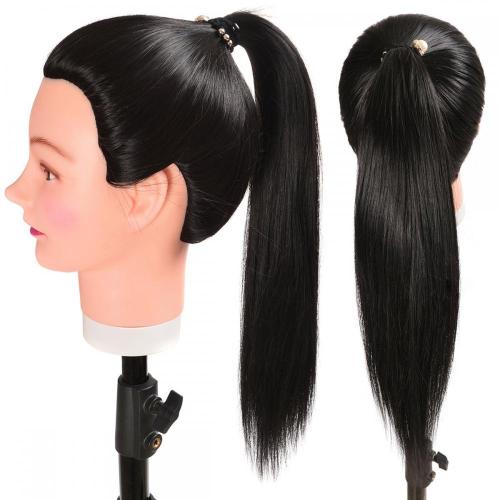 100% SYNTHETIC FIBER BLACK COLOR MANNEQUIN HEAD FOR HAIRDRESSING PRATISE