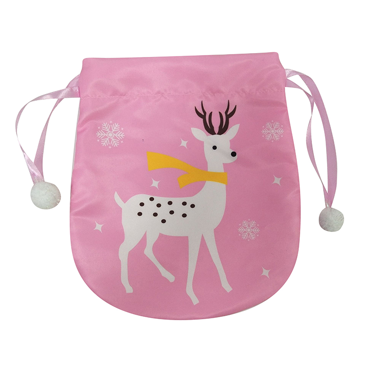 Portable Pink Christmas Printed Gift Bag