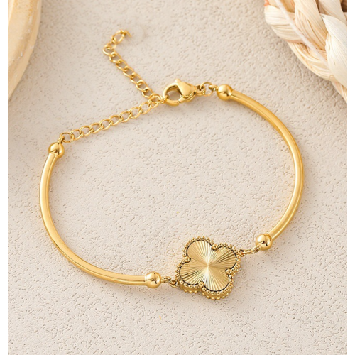 Brazalete de titanio de trébol de oro de mujeres para mujeres