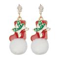 Women Christmas Dangle Earrings Set Snowflake Santa Claus Sock Girls Fashion Simple Hairball Drop Ear Rings Jewelry