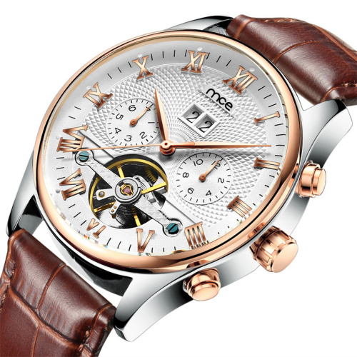 Western Style Waterproof Leather Men Wrist Watch