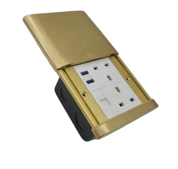 Waterproof IP55 Brass Floor Socket with USB Charging and CAT5/6 Compatibility