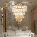 Estilo conciso de lustre de cristal de latão exclusivo para escada Hotel High Luxury Personal Pingnder Light
