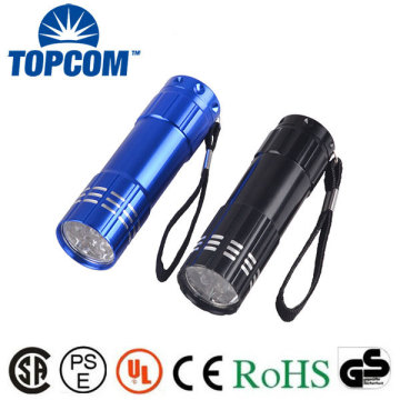 Nom personnalisé coloré marque 9 lampe de poche LED pour la promotion