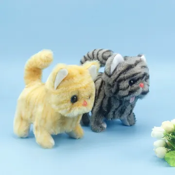 Electric fish cat Children's electric toy kitten can bark, walk, curl tail plush toy battery kitten baby electric toy kitten