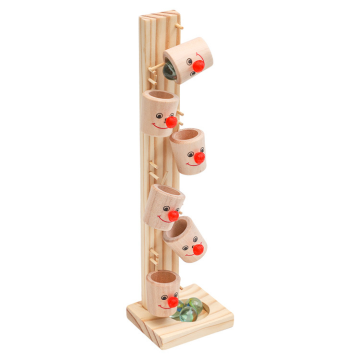Montessori Wooden Marble Tracks with Clown Pattern: Educational Game for Children