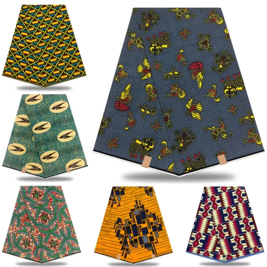 High quality African Batik Real Wax Fabric Pagne Ankara wax Fabric Nigerian Style Prints Tissu fabric 6YD Sewing Wedding Dress